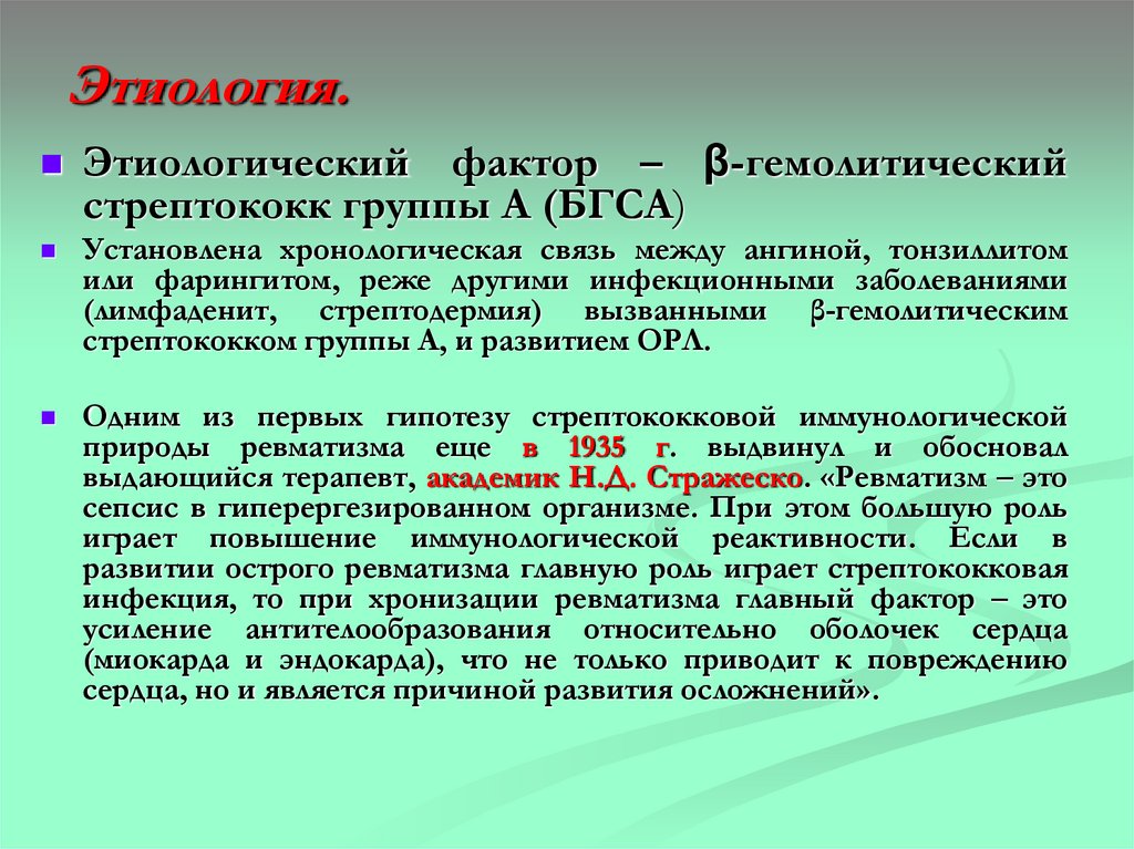 Этиология.