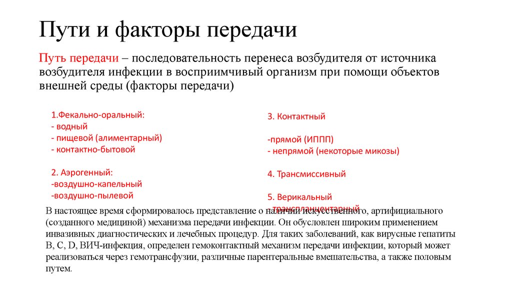 Пути и факторы передачи