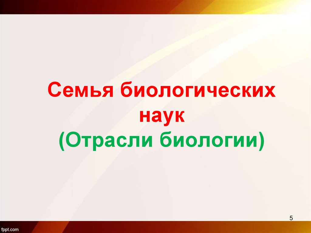 Семья биологических наук (Отрасли биологии)