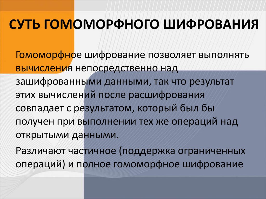 СУТЬ ГОМОМОРФНОГО ШИФРОВАНИЯ