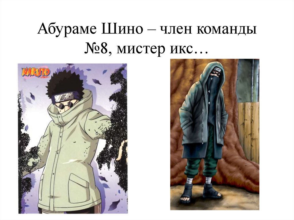 Абураме Шино – член команды №8, мистер икс…