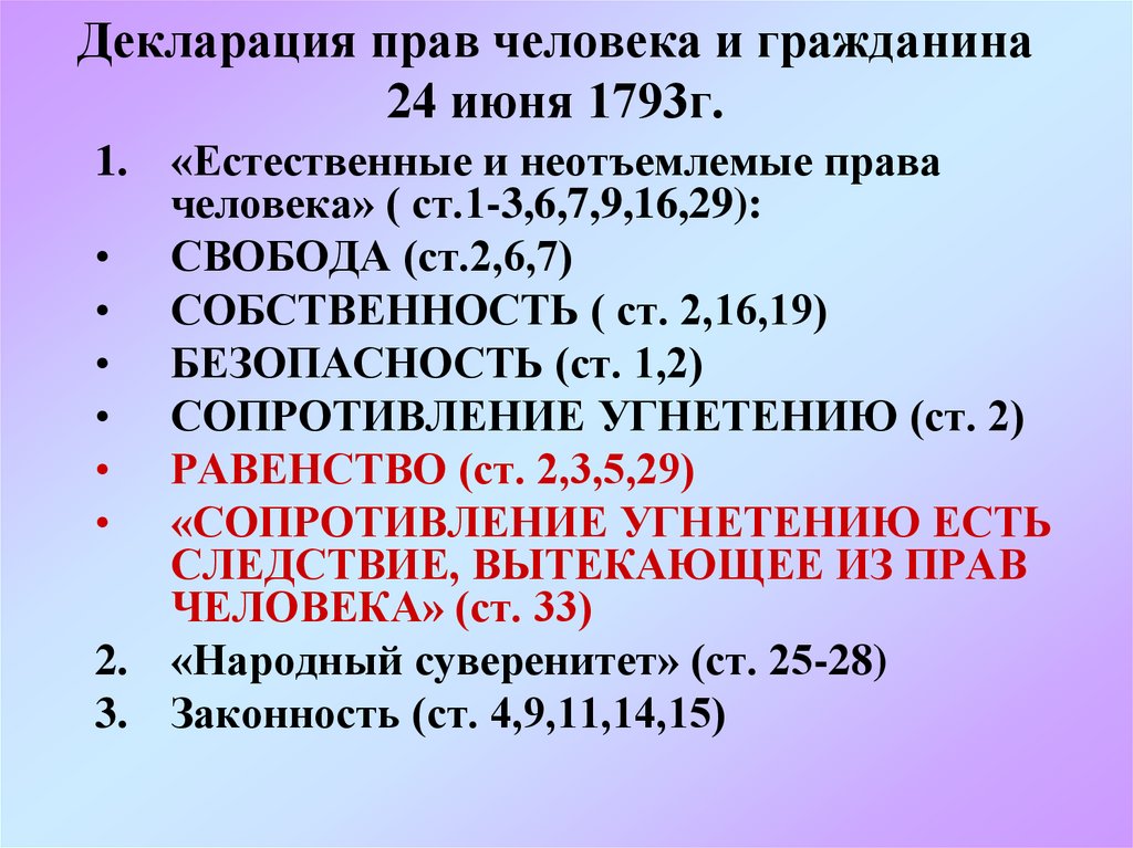 Декларация прав человека и гражданина 24 июня 1793г.
