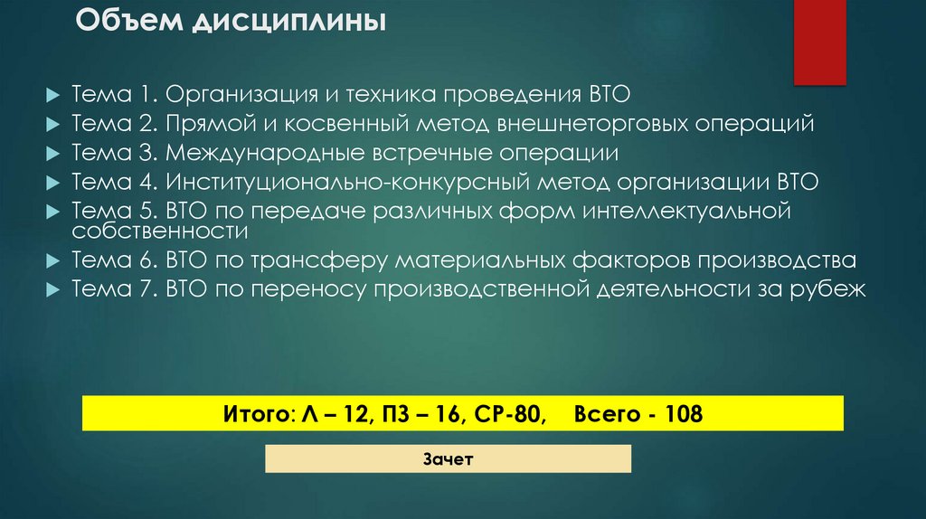 Объем дисциплины