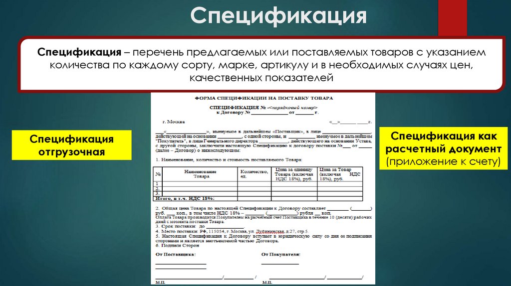 Спецификация