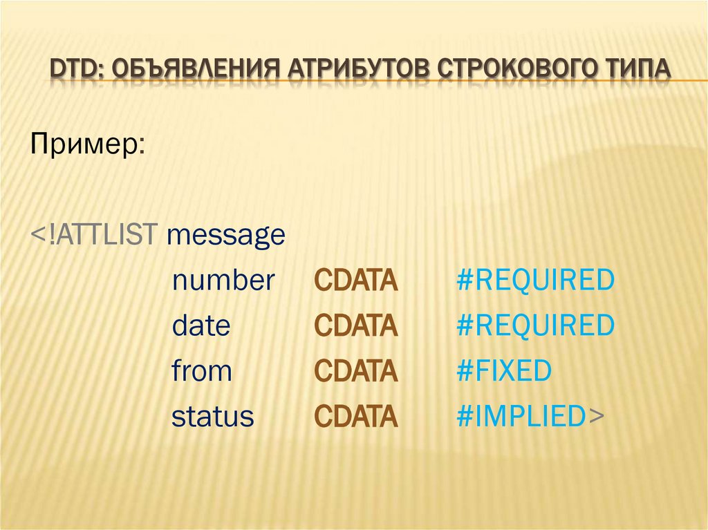 DTD: ОБЪЯВЛЕНИЯ АТРИБУТОВ СТРОКОВОГО ТИПА