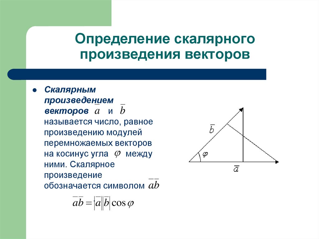 Определение скалярного произведения векторов