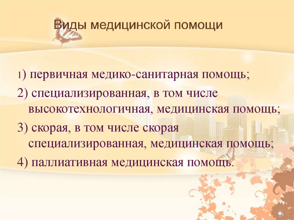 Виды медицинской помощи