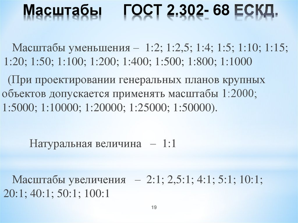 Масштабы ГОСТ 2.302- 68 ЕСКД.