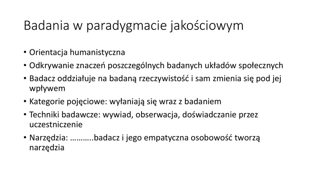 Badania w paradygmacie jakościowym