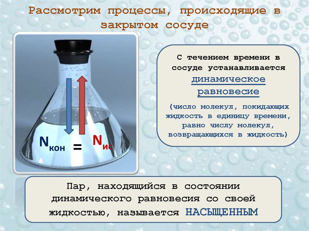 Рассмотрим процессы, происходящие в закрытом сосуде