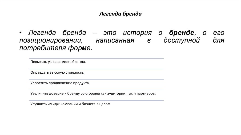 Легенда бренда