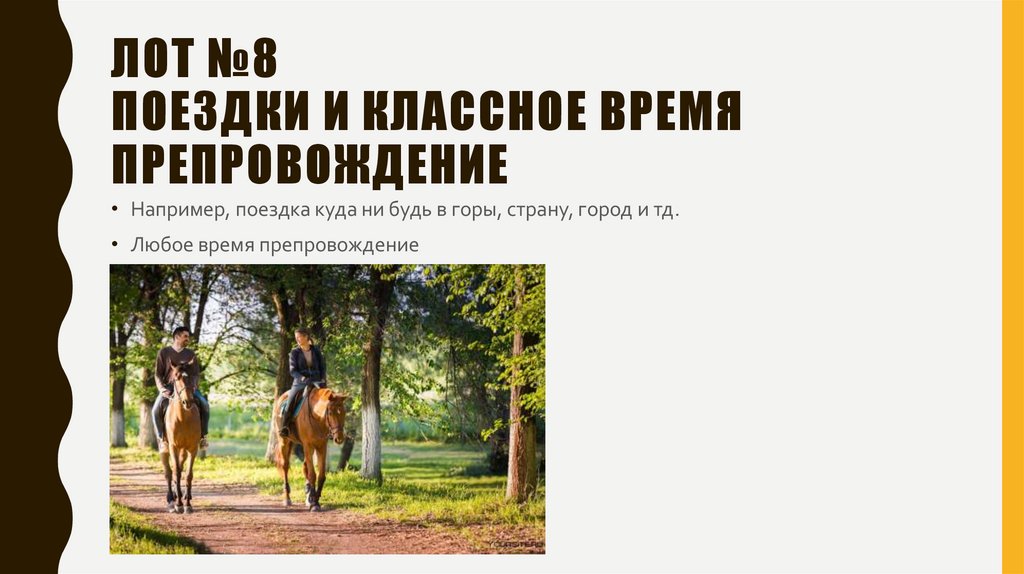 Лот №8 поездки и классное время препровождение