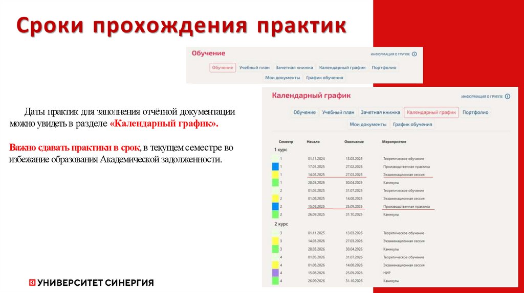 Сроки прохождения практик