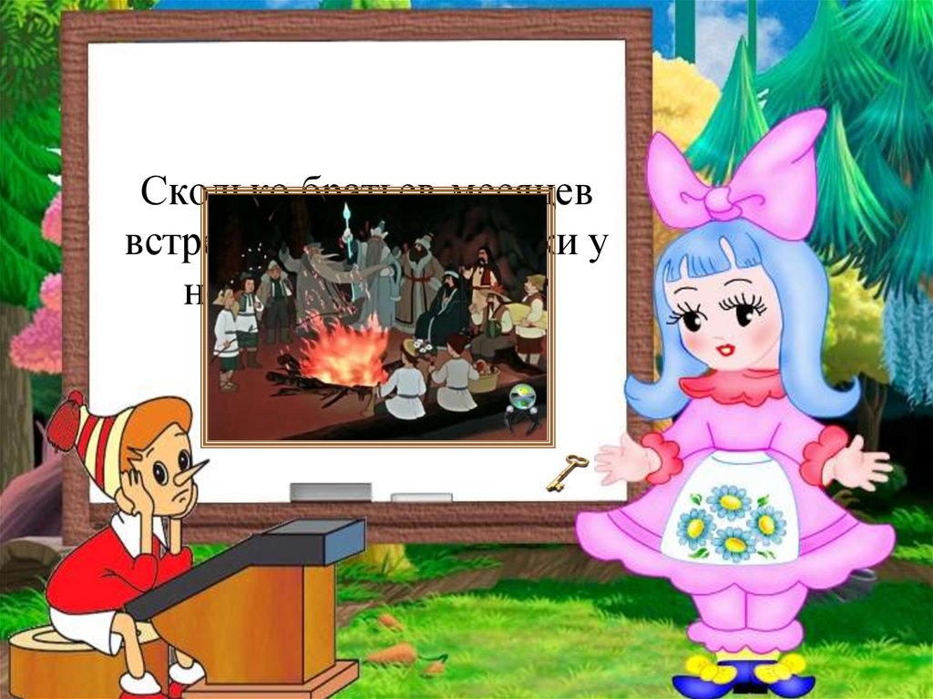 Сколько братьев-месяцев встретила героиня сказки у новогоднего костра?