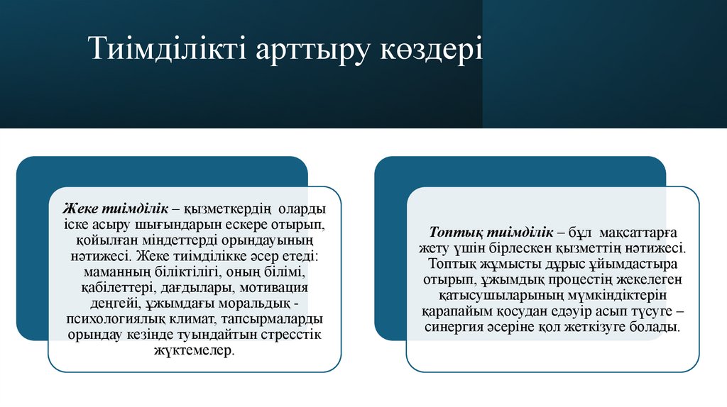 Тиімділікті арттыру көздері