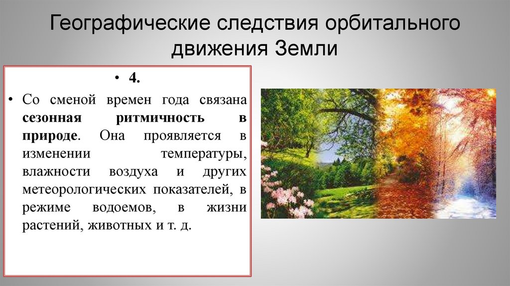 Географические следствия орбитального движения Земли