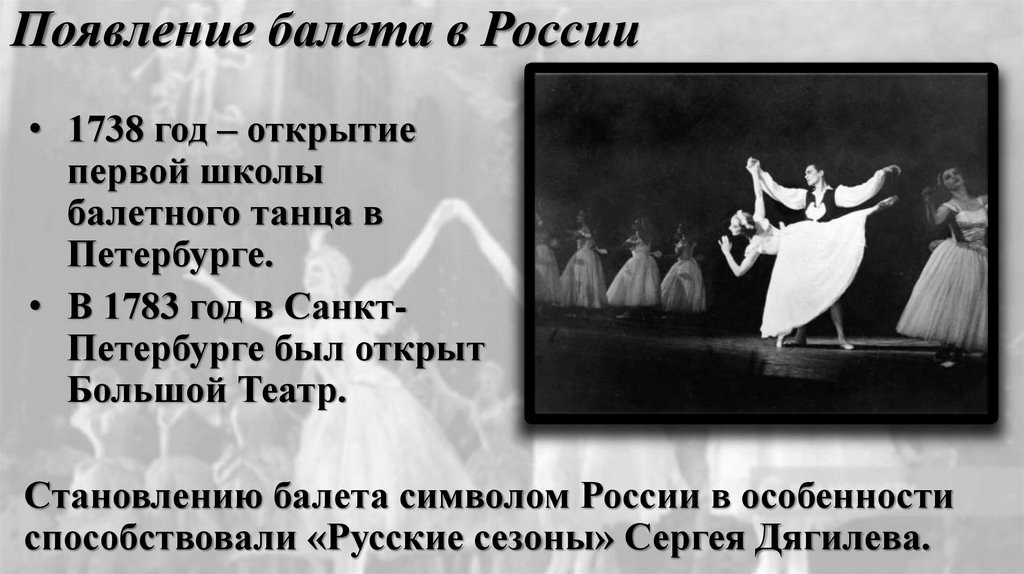 Появление балета в России