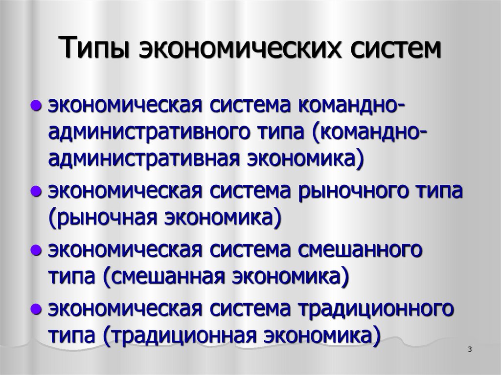 Типы экономических систем