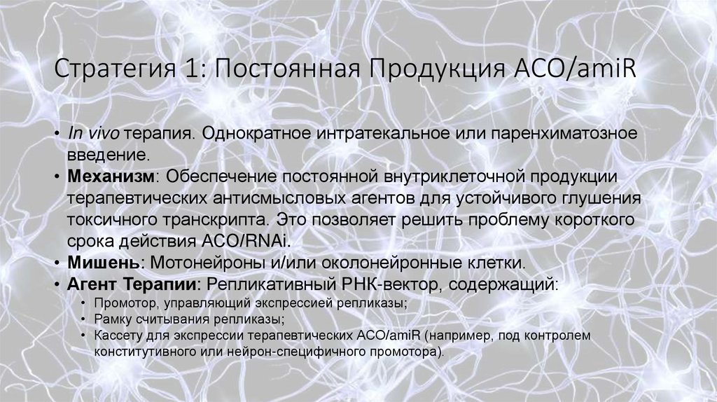 Стратегия 1: Постоянная Продукция АСО/amiR