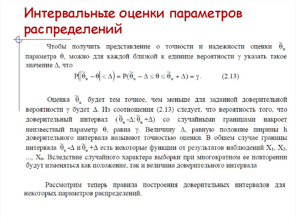 Интервальные оценки параметров распределений