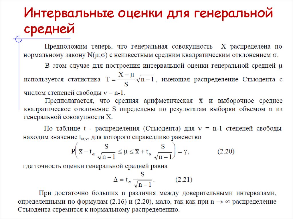 Интервальные оценки для генеральной средней