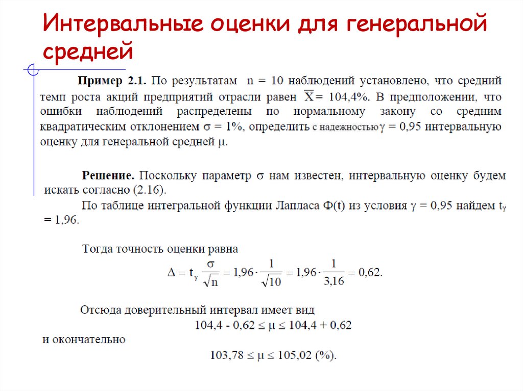 Интервальные оценки для генеральной средней