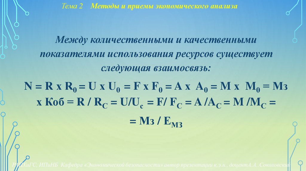 Тема 2 Методы и приемы экономического анализа