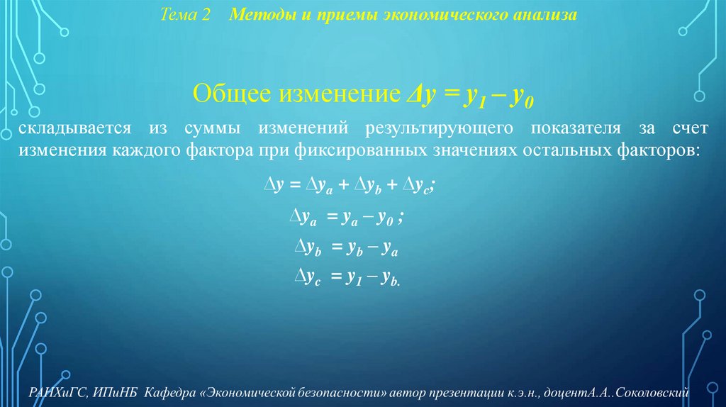 Тема 2 Методы и приемы экономического анализа