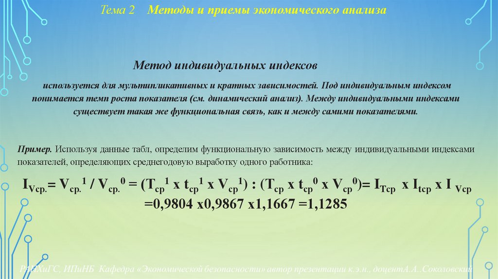 Тема 2 Методы и приемы экономического анализа