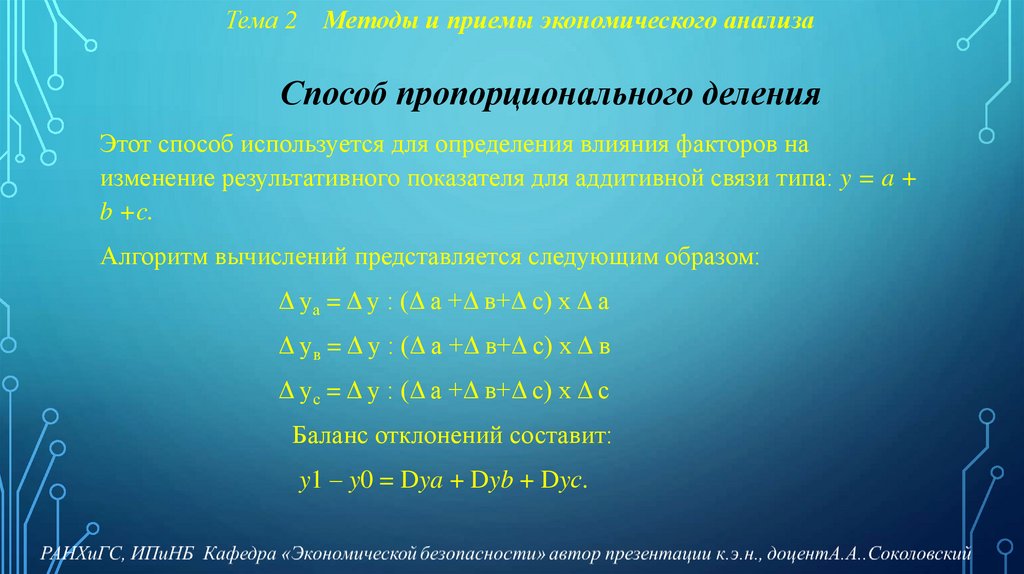 Тема 2 Методы и приемы экономического анализа
