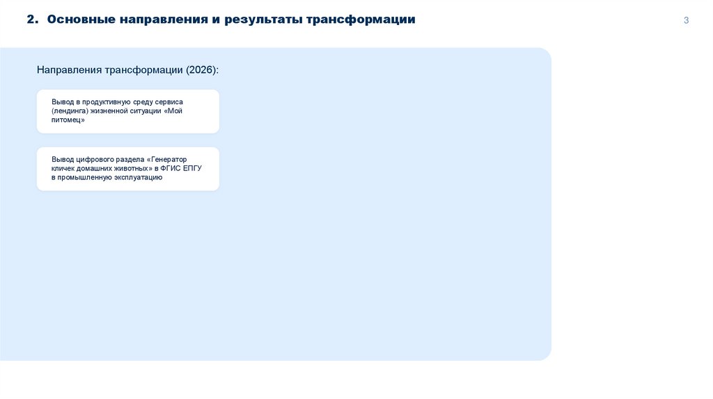 Основные направления и результаты трансформации