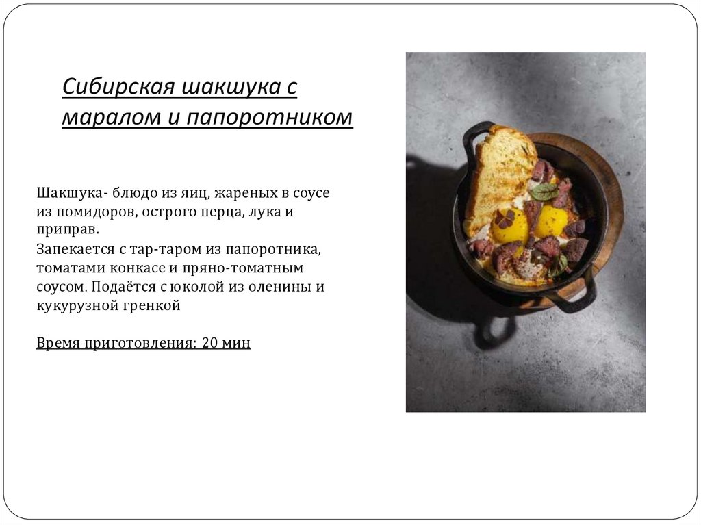 Сибирская шакшука с маралом и папоротником