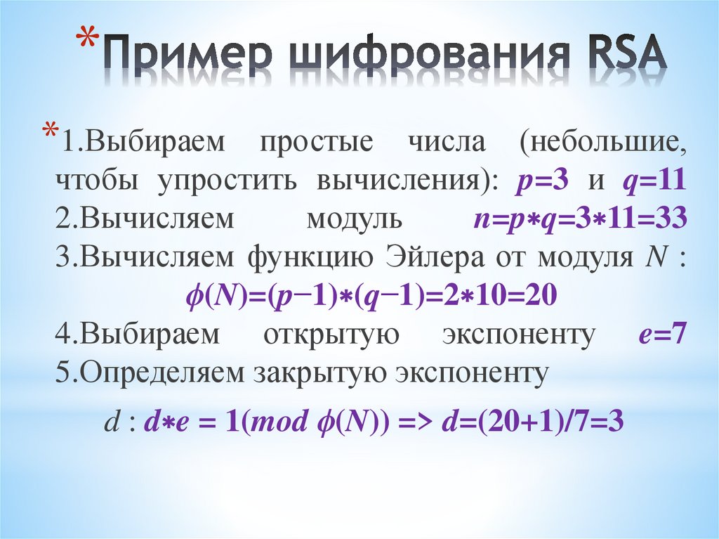 Пример шифрования RSA
