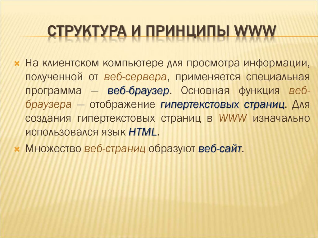 СТРУКТУРА И ПРИНЦИПЫ WWW
