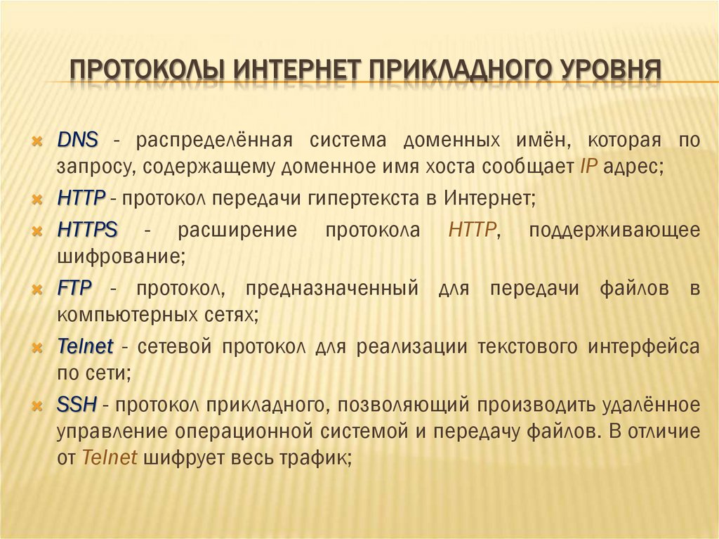 ПРОТОКОЛЫ ИНТЕРНЕТ ПРИКЛАДНОГО УРОВНЯ
