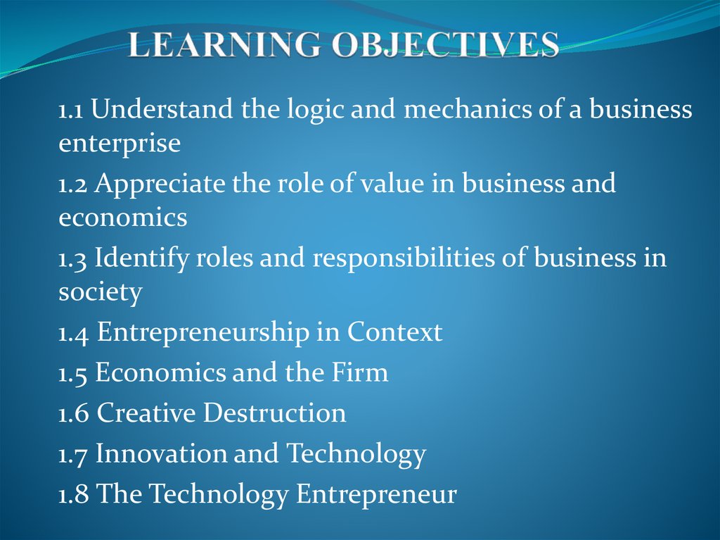 LEARNING OBJECTIVES