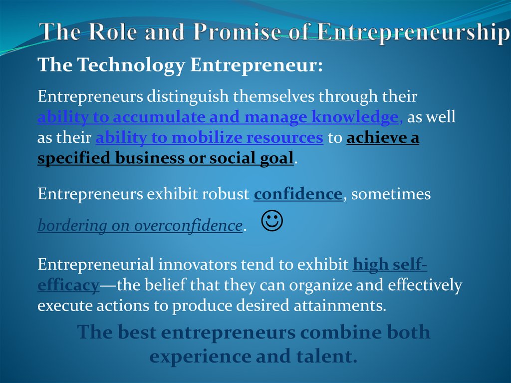 The Role and Promise of Entrepreneurship