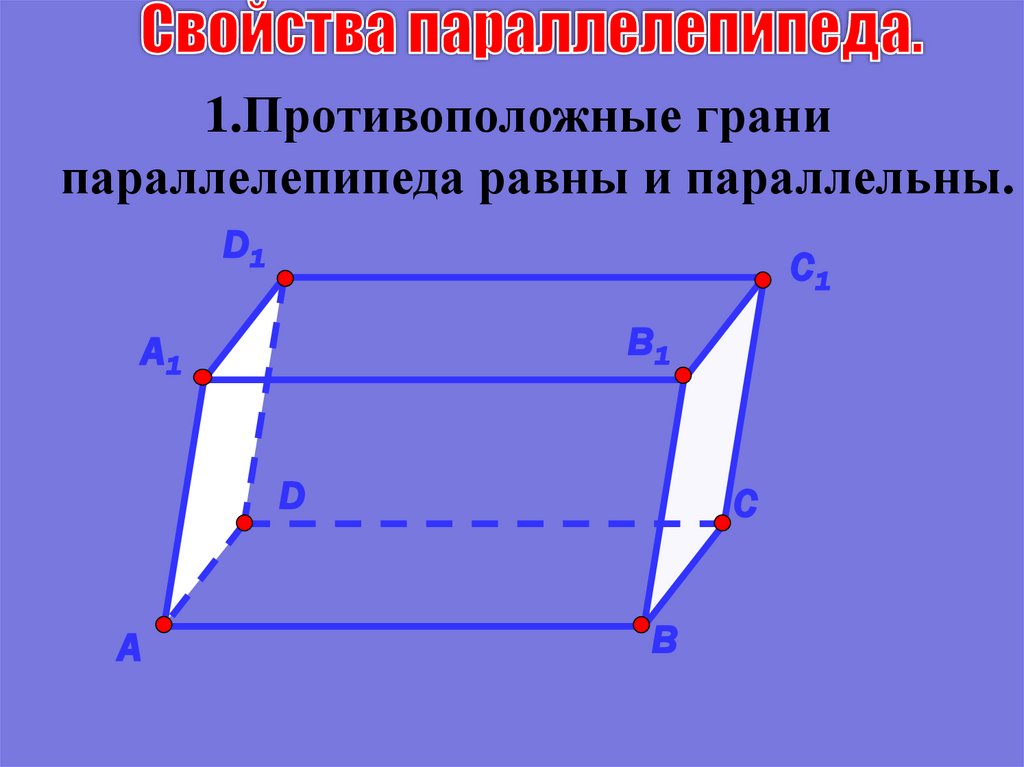 Свойства параллелепипеда.