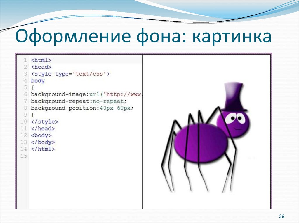 Оформление фона: картинка