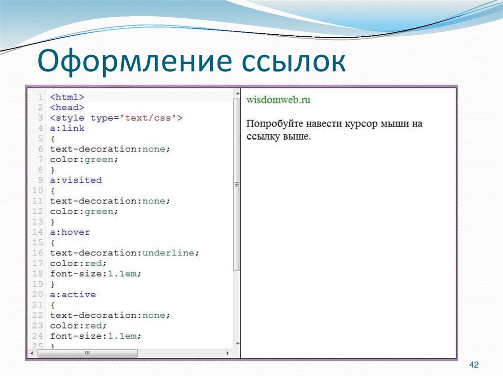 Оформление ссылок