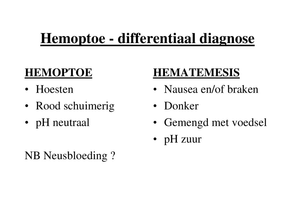 Hemoptoe - differentiaal diagnose