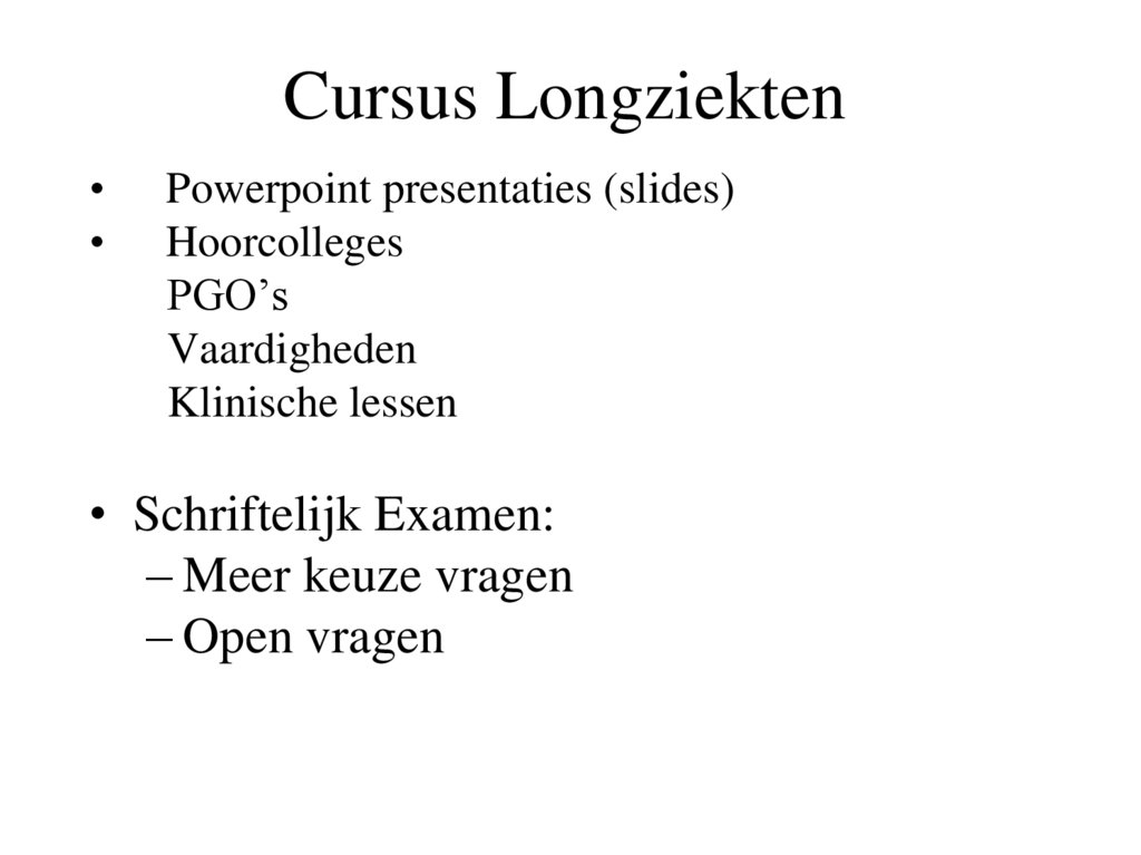 Cursus Longziekten