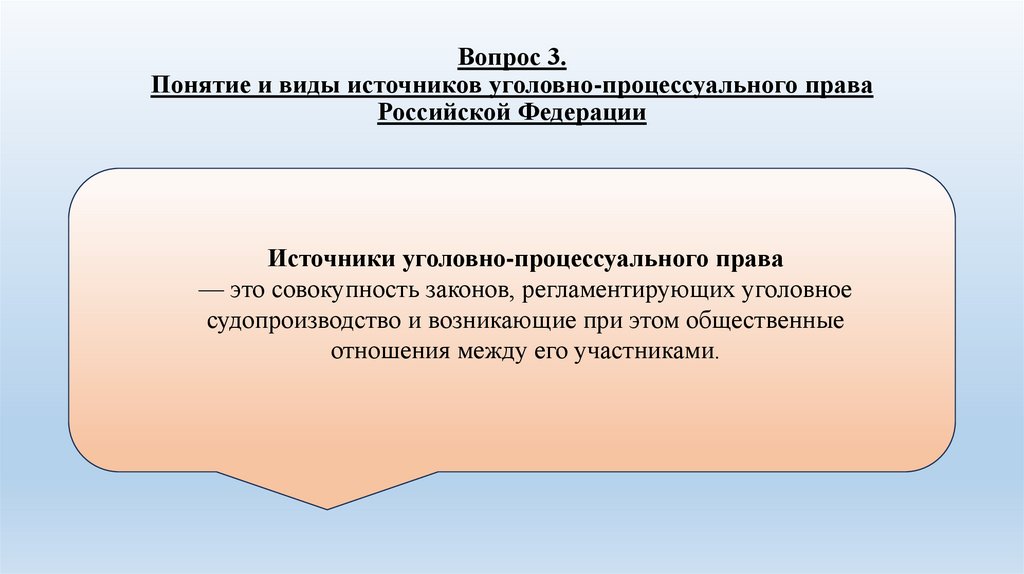 Вопрос 3. Понятие и виды источников уголовно-процессуального права Российской Федерации