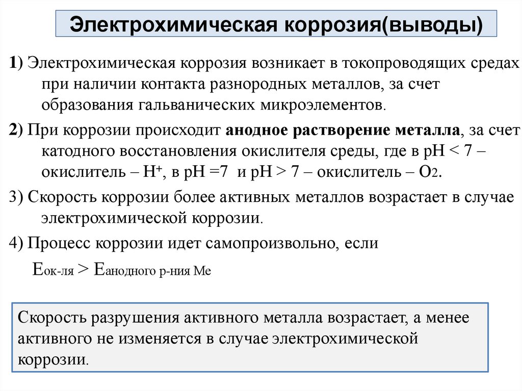 Электрохимическая коррозия(выводы)