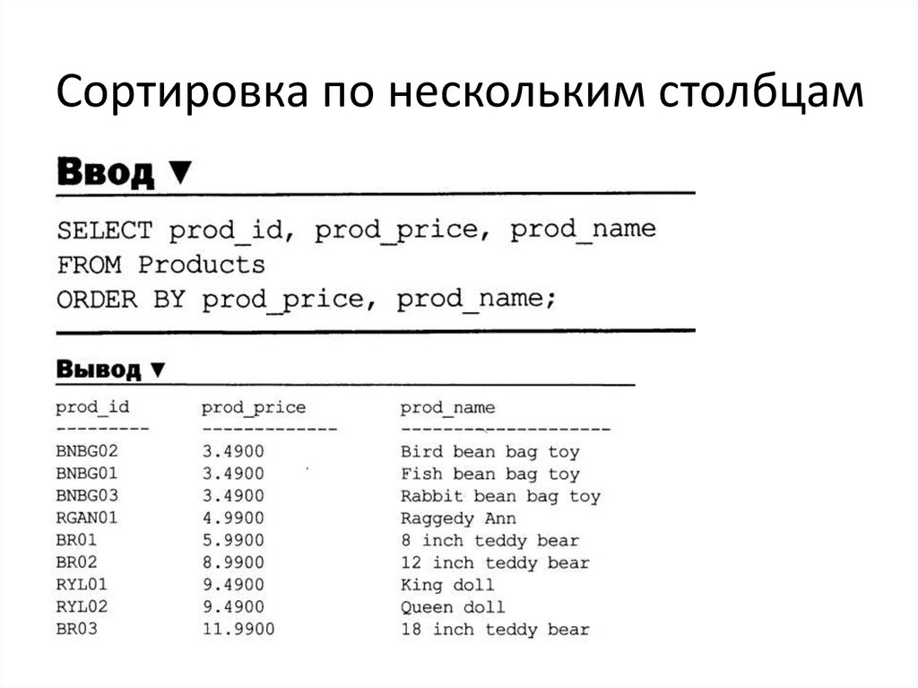 Сортировка по нескольким столбцам