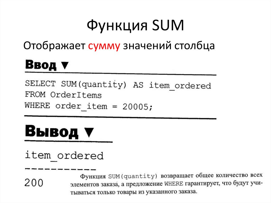 Функция SUM