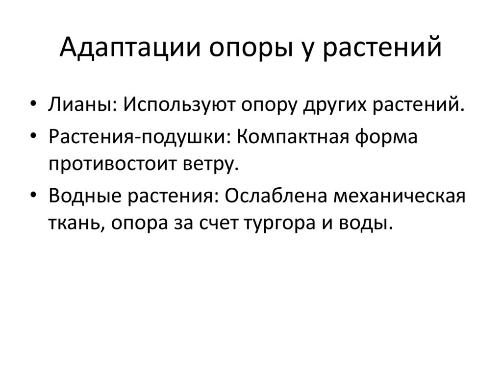 Адаптации опоры у растений