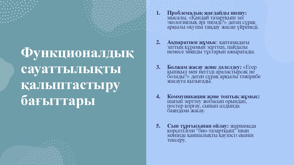 Функционалдық сауаттылықты қалыптастыру бағыттары