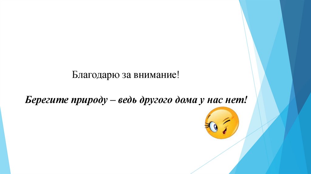 Благодарю за внимание! Берегите природу – ведь другого дома у нас нет!
