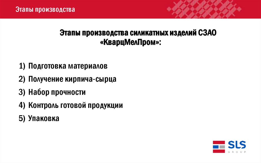 Этапы производства